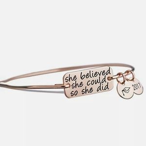 NWOT ‘She believed she could so she did’ Gold Bracelet Charm Jewelry Gift Y2K